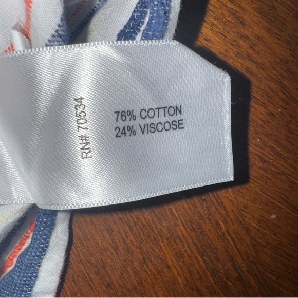 ORVIS White Textured Blue Orange Striped Short Sleeve Button Up Shirt Mens L - Picture 11 of 11